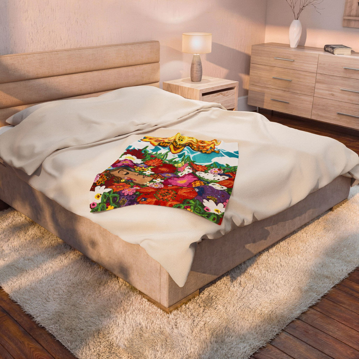 "Sea of Flowers" Velveteen Plush Blanket — from "Meet You Under the Tree"