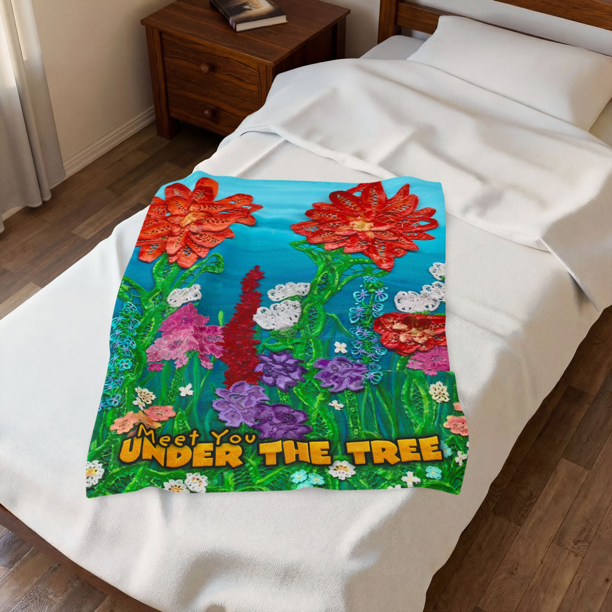 "Field of Flowers" Velveteen Plush Blanket — from "Meet You Under the Tree"