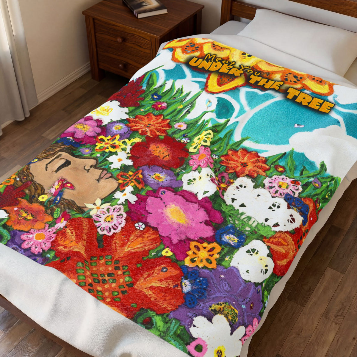 "Sea of Flowers" Velveteen Plush Blanket — from "Meet You Under the Tree"