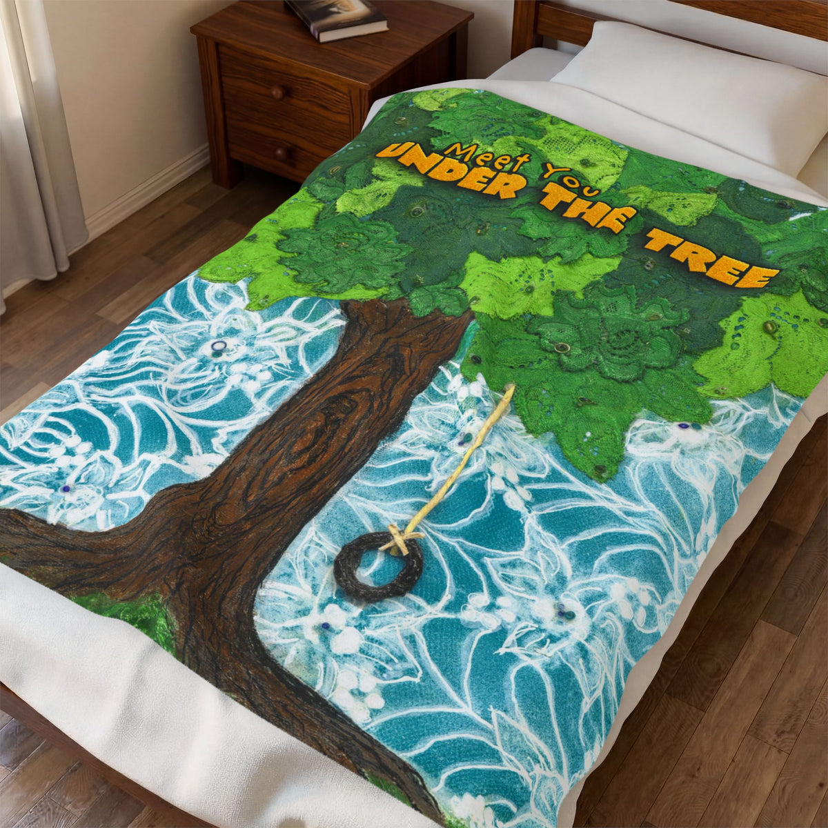 "Tire Swingin'" Velveteen Plush Blanket — iconic swing from "Meet You Under the Tree"
