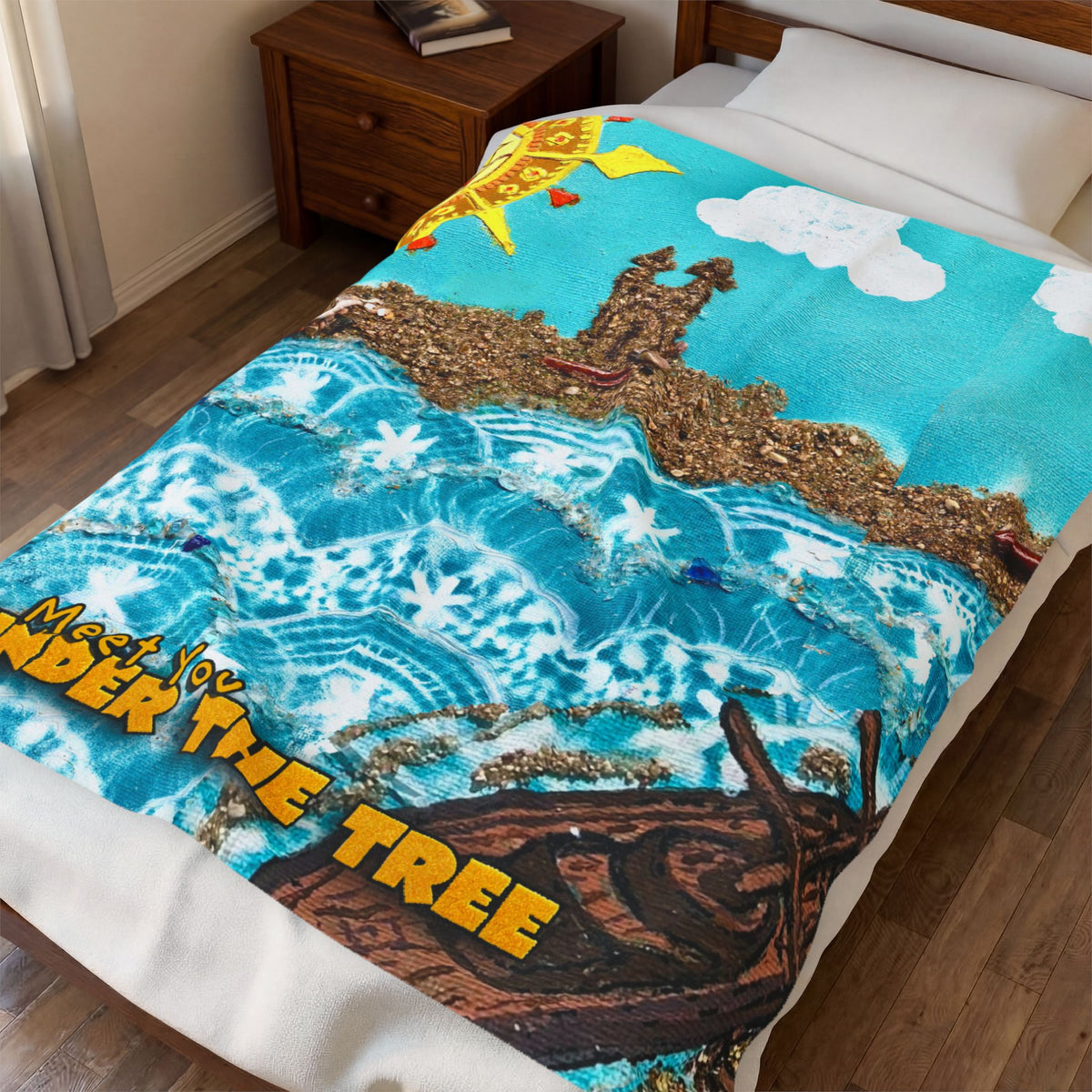 "Sea'" Velveteen Plush Blanket — from "Meet You Under the Tree"
