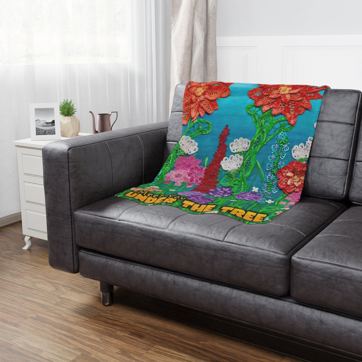 Minky Blanket - "Field of Flowers" Throw from "Meet You Under The Tree"