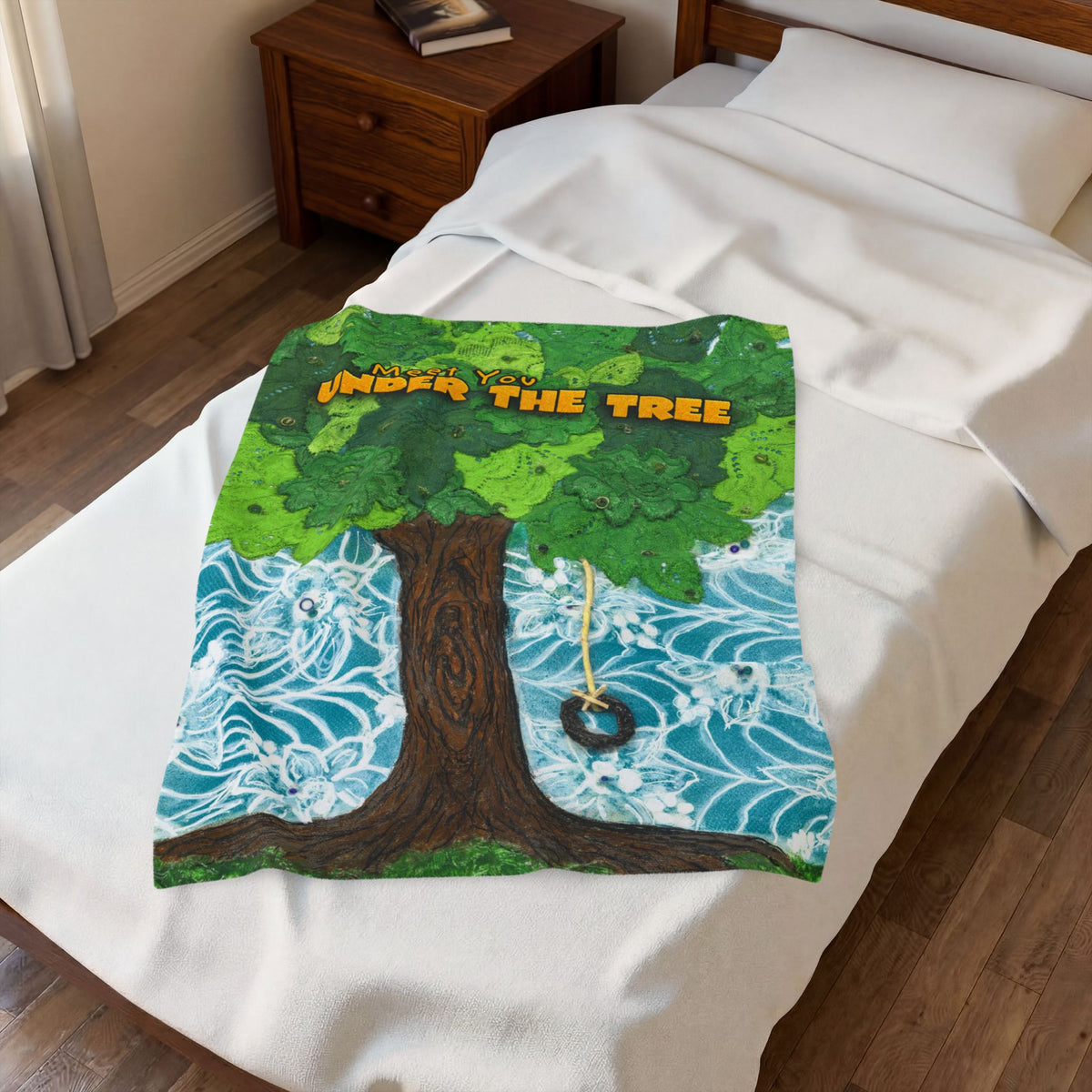"Tire Swingin'" Velveteen Plush Blanket — iconic swing from "Meet You Under the Tree"