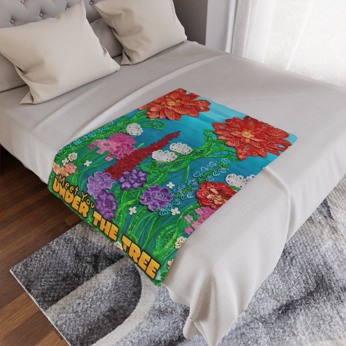 Minky Blanket - "Field of Flowers" Throw from "Meet You Under The Tree"