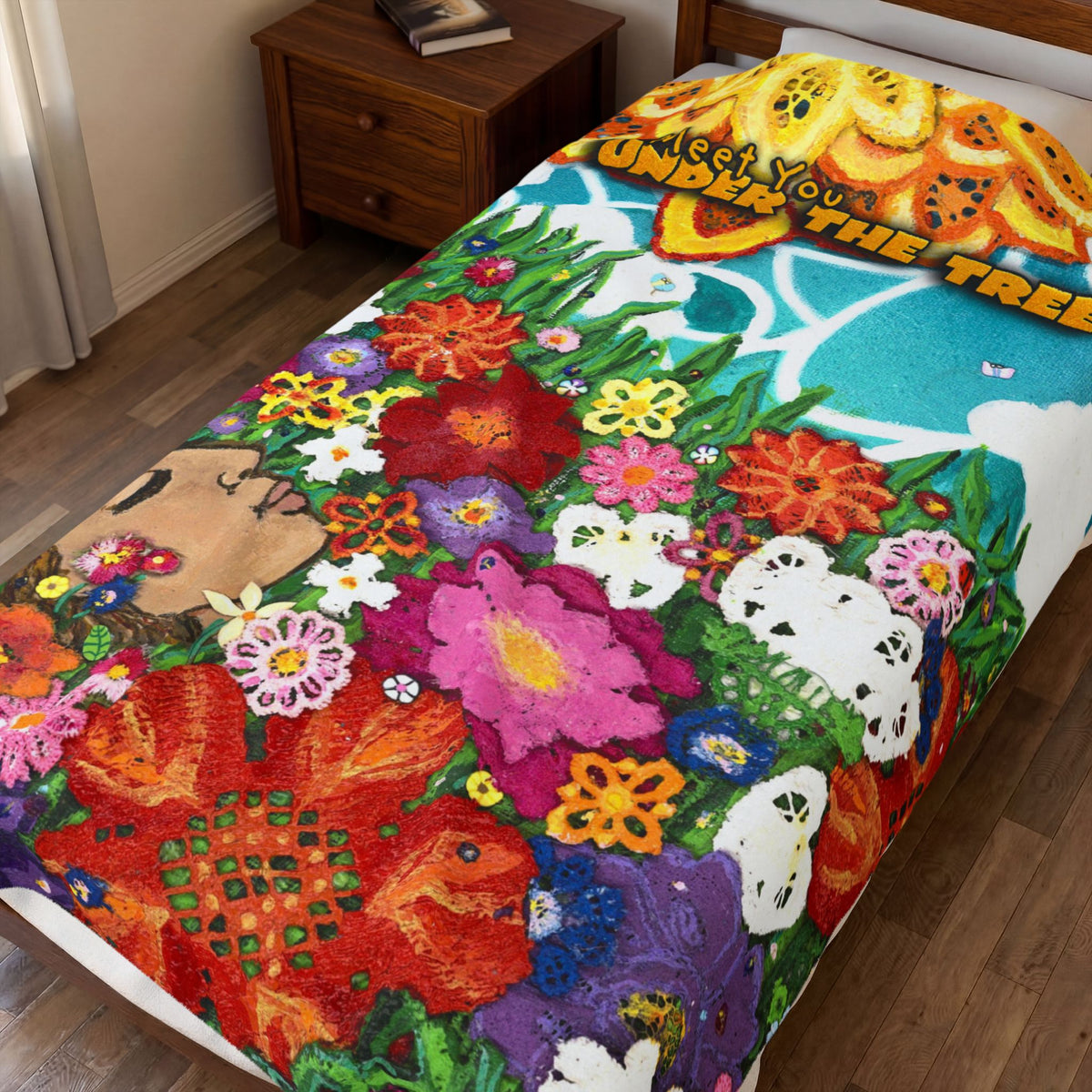 "Sea of Flowers" Velveteen Plush Blanket — from "Meet You Under the Tree"