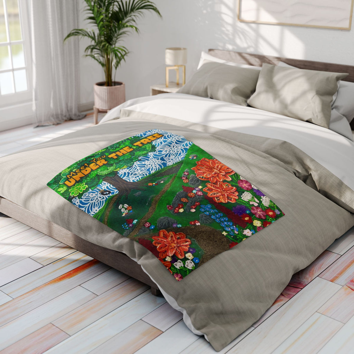 Arctic Fleece Blanket "Meet You Under The Tree"