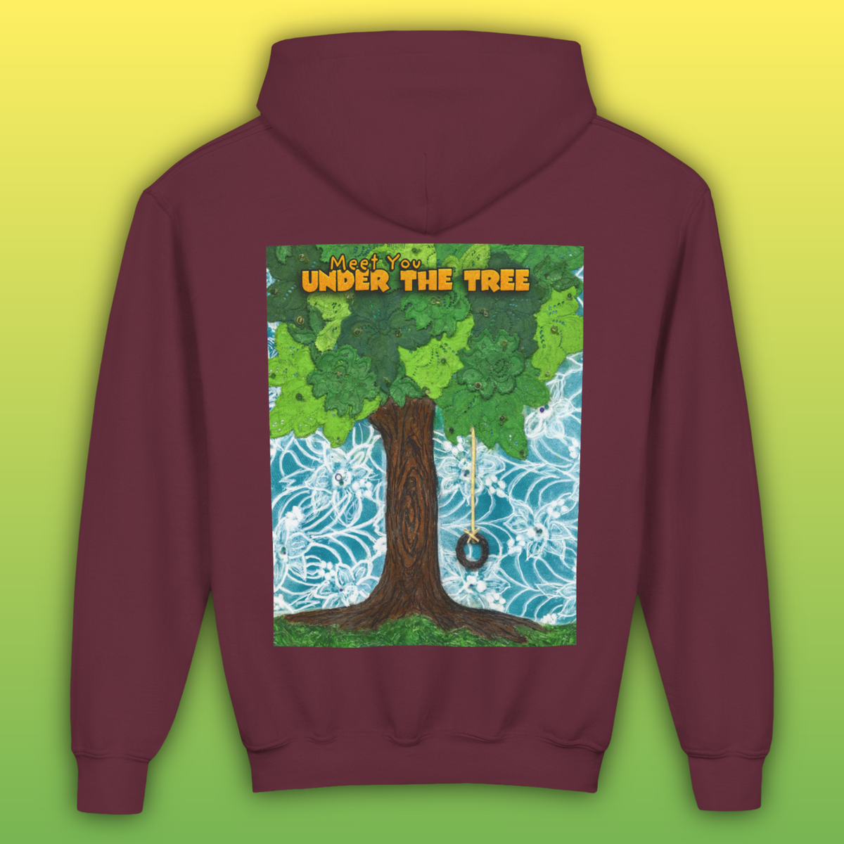 "Feet Front-Swing Back" Youth Hoodie —from illustrations in "Meet You Under the Tree"