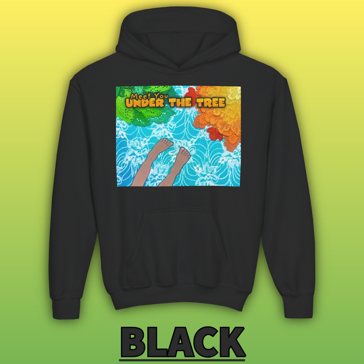 "Feet Front-Swing Back" Youth Hoodie —from illustrations in "Meet You Under the Tree"