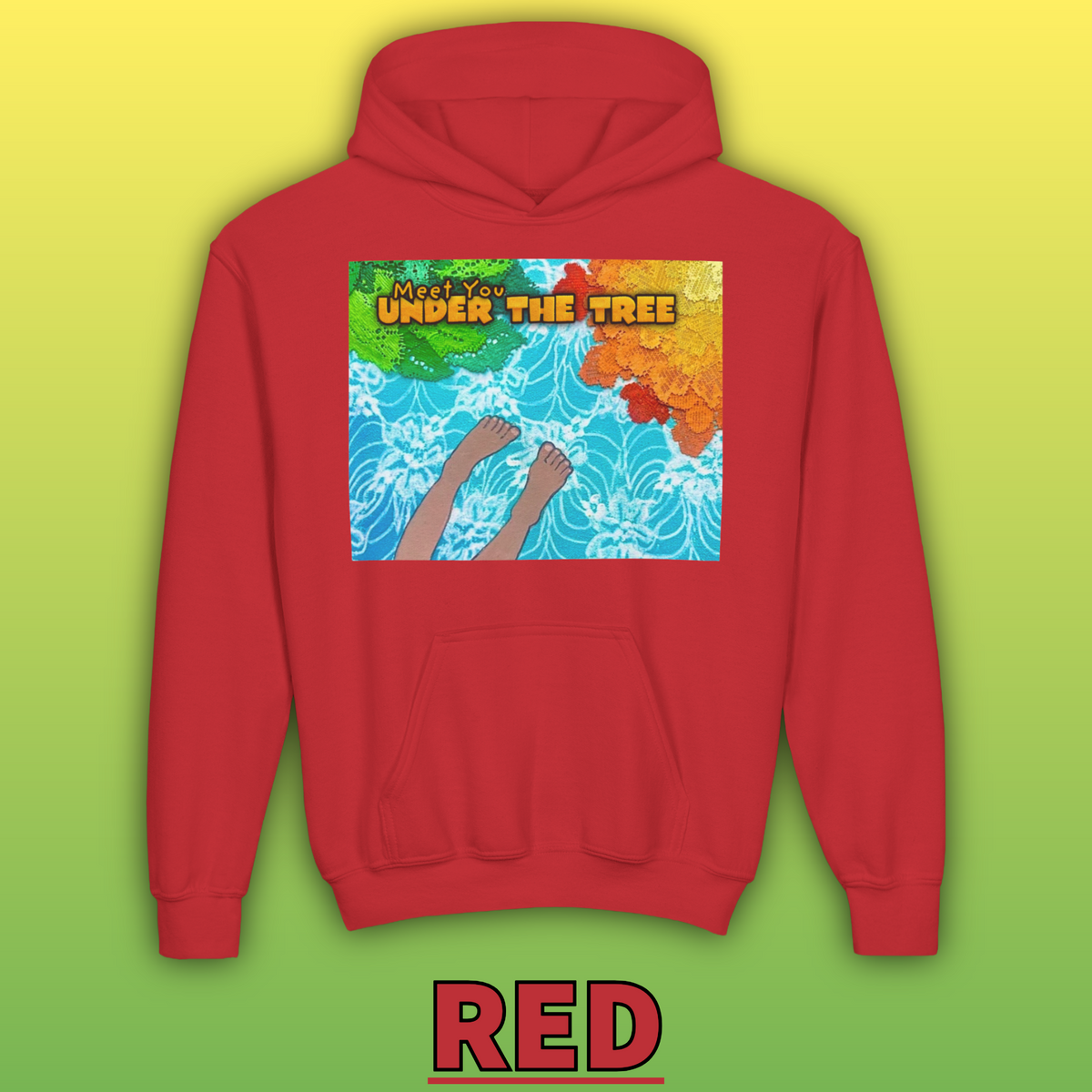 "Feet Front-Swing Back" Youth Hoodie —from illustrations in "Meet You Under the Tree"