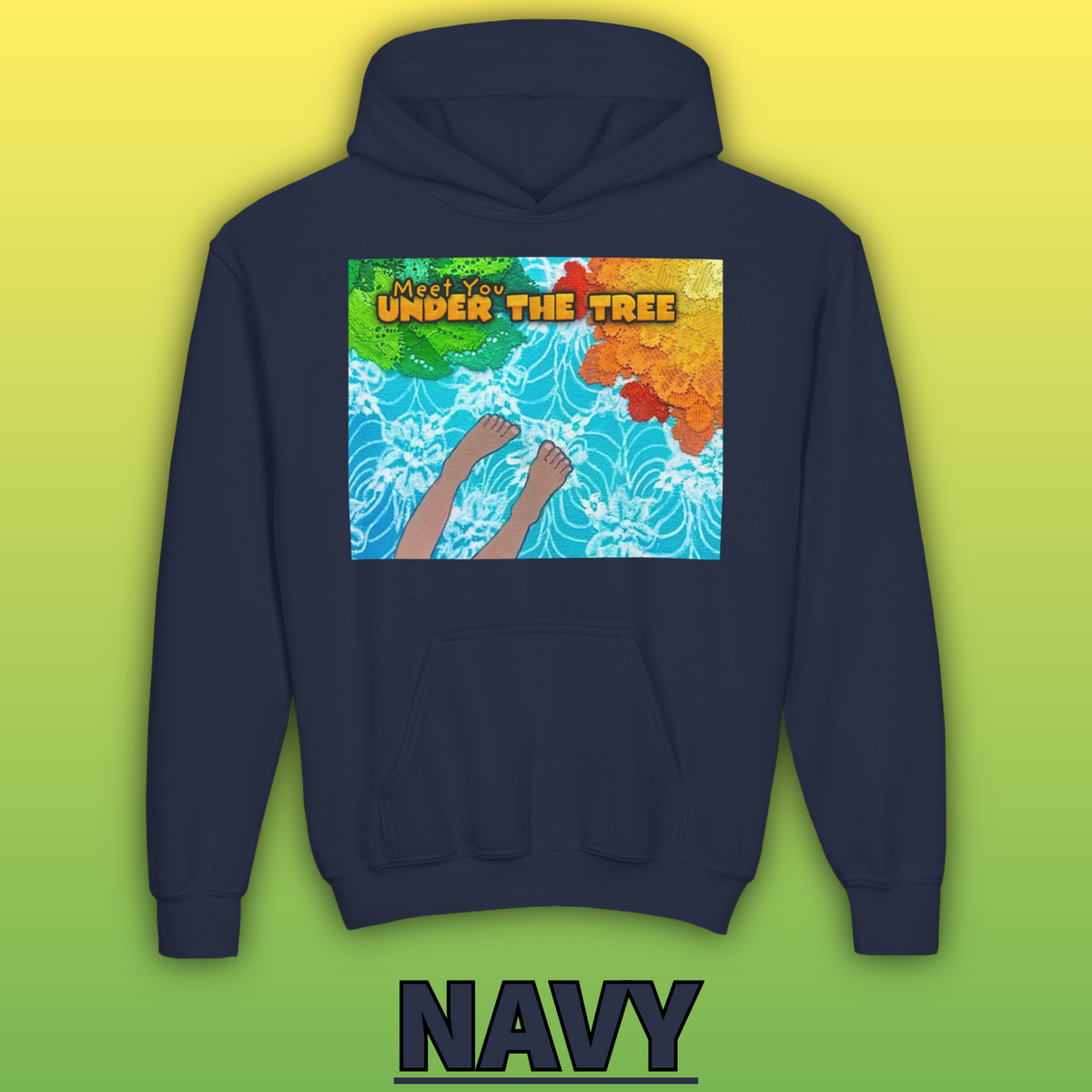 "Feet Front-Swing Back" Youth Hoodie —from illustrations in "Meet You Under the Tree"