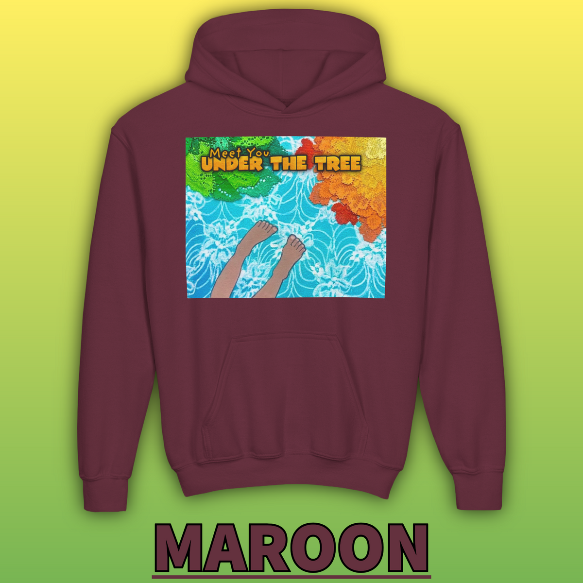 "Feet Front-Swing Back" Youth Hoodie —from illustrations in "Meet You Under the Tree"