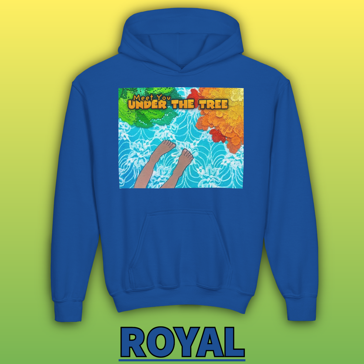 "Feet Front-Swing Back" Youth Hoodie —from illustrations in "Meet You Under the Tree"