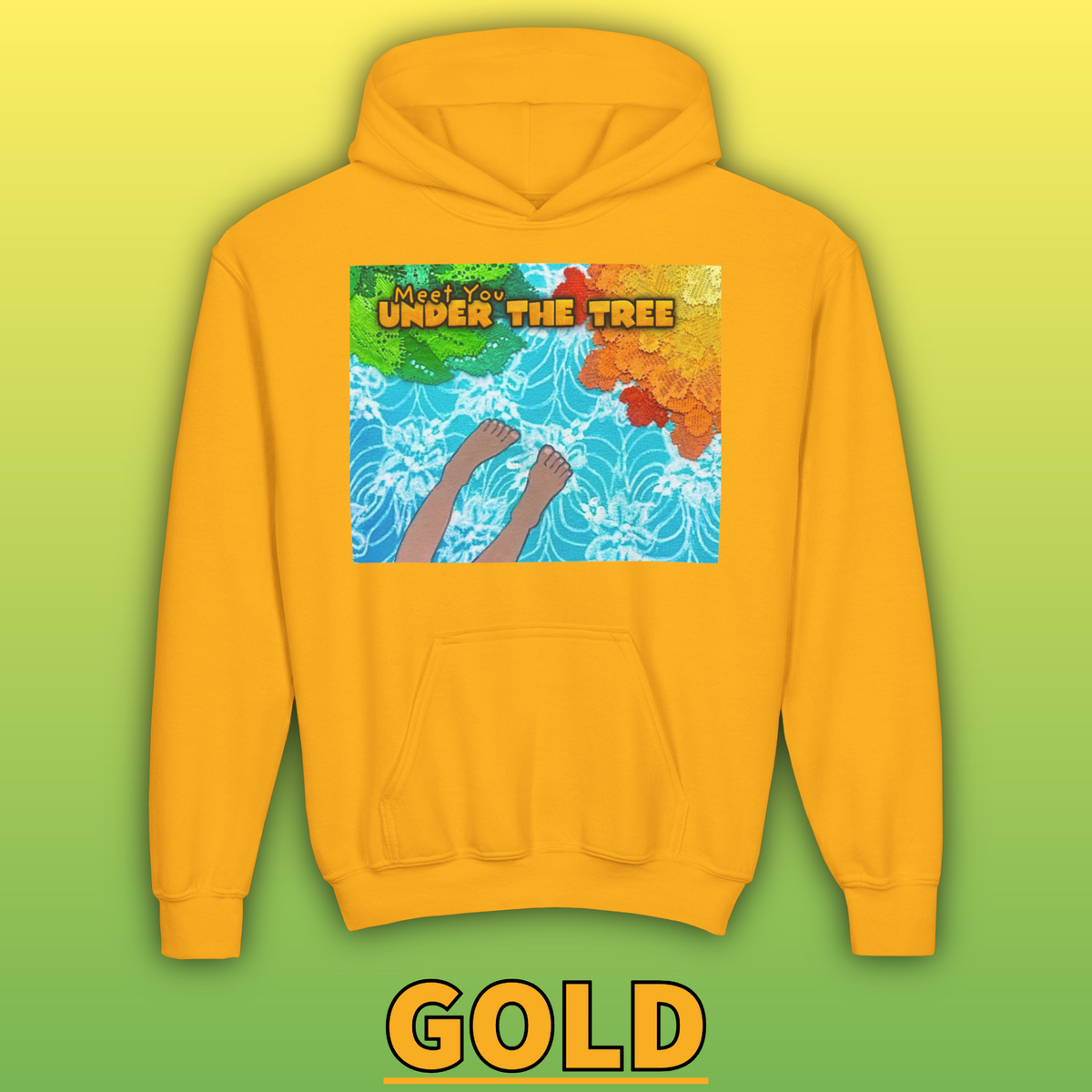 "Feet Front-Swing Back" Youth Hoodie —from illustrations in "Meet You Under the Tree"