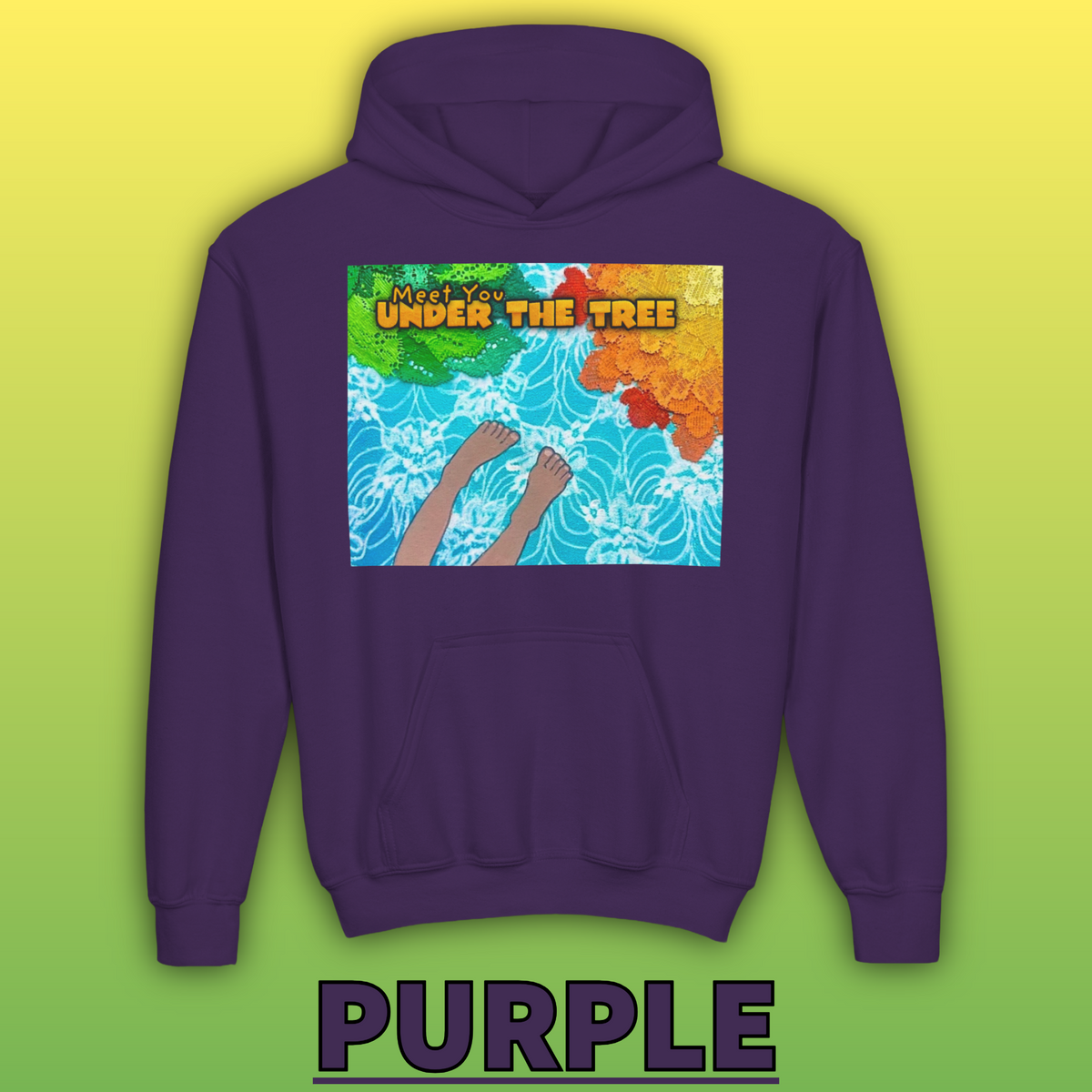 "Feet Front-Swing Back" Youth Hoodie —from illustrations in "Meet You Under the Tree"