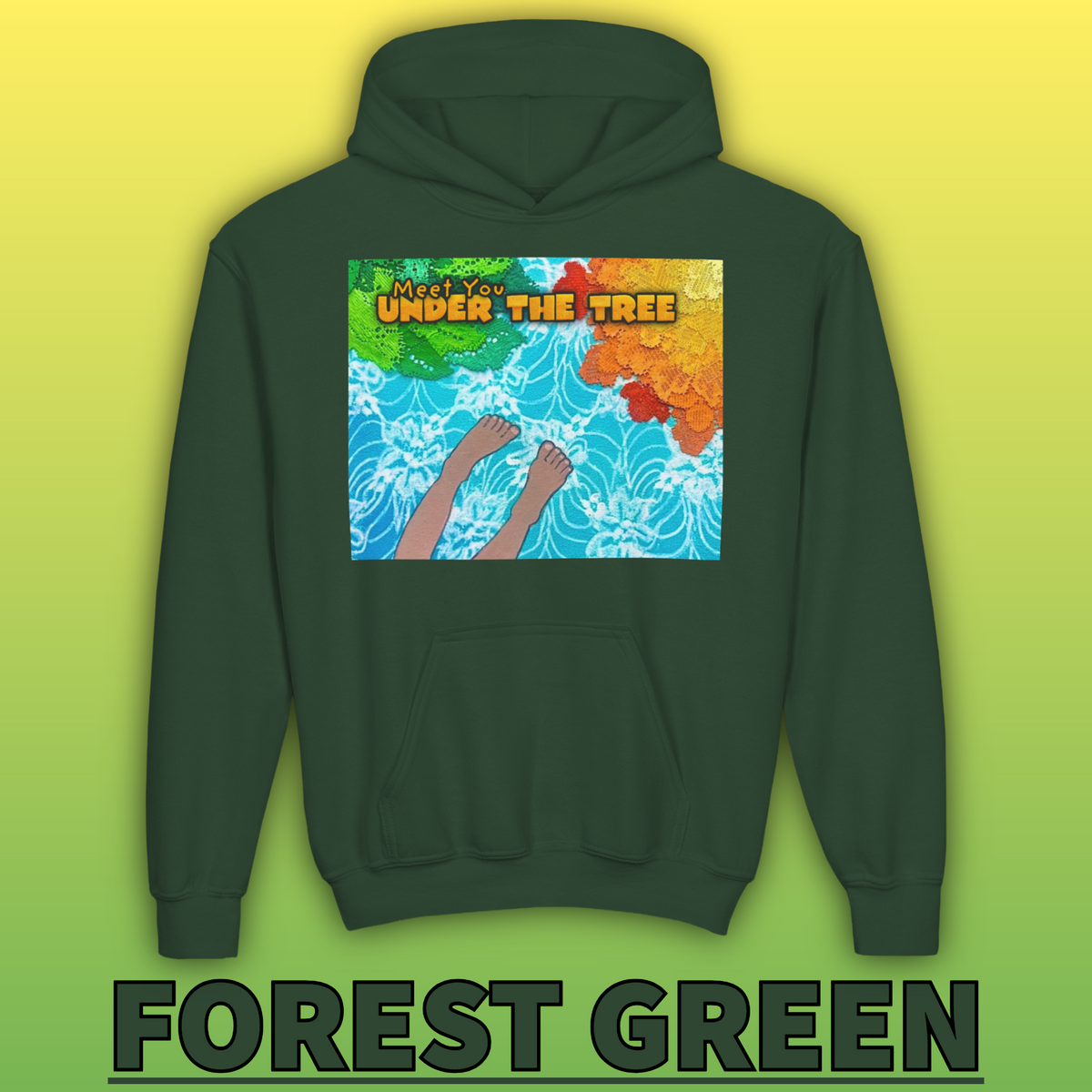 "Feet Front-Swing Back" Youth Hoodie —from illustrations in "Meet You Under the Tree"