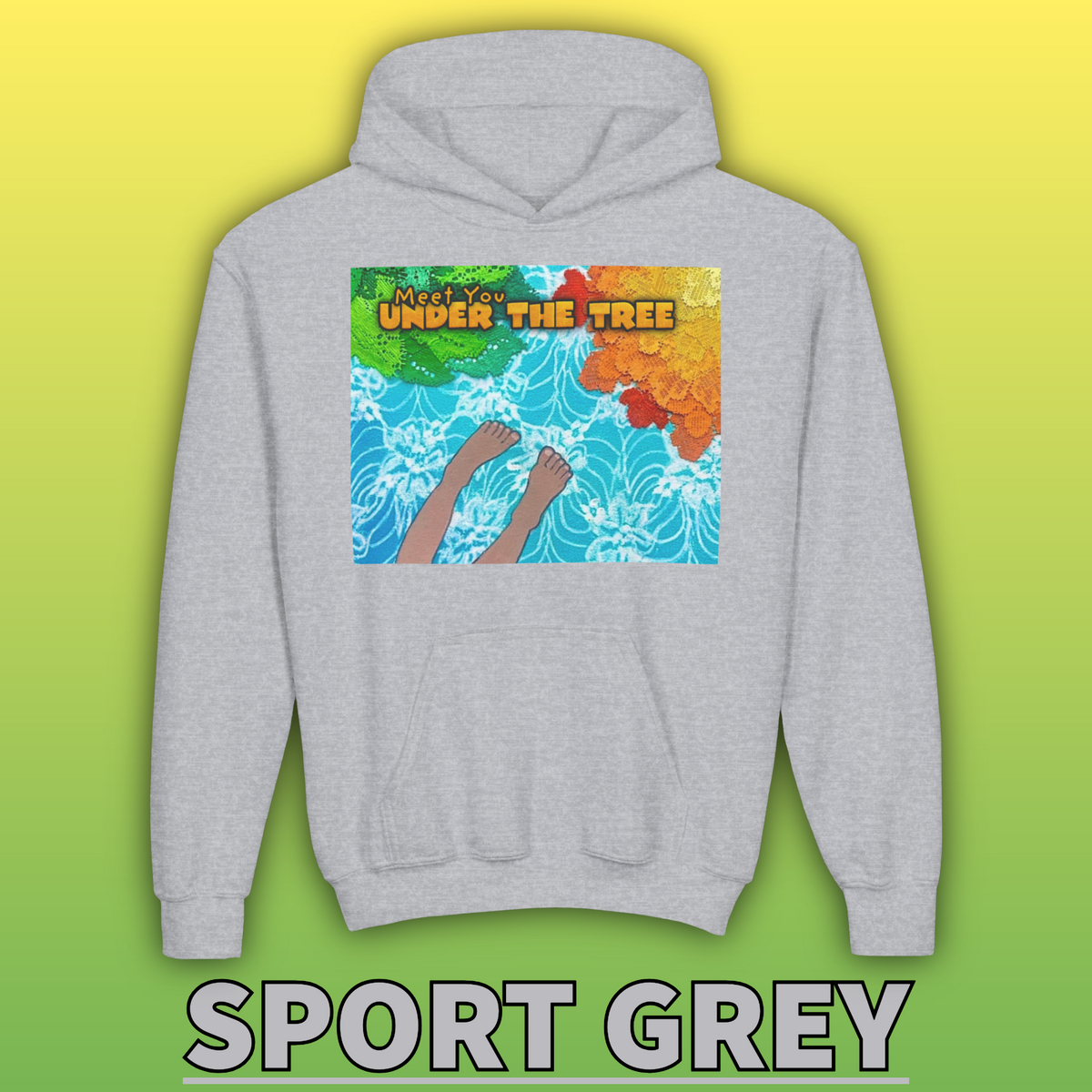 "Feet Front-Swing Back" Youth Hoodie —from illustrations in "Meet You Under the Tree"