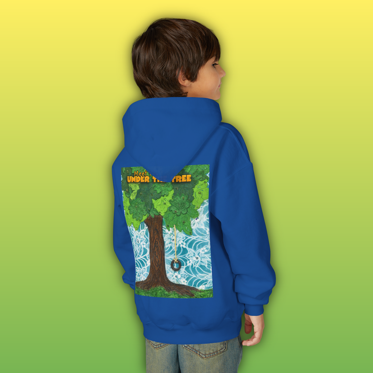 "Feet Front-Swing Back" Youth Hoodie —from illustrations in "Meet You Under the Tree"