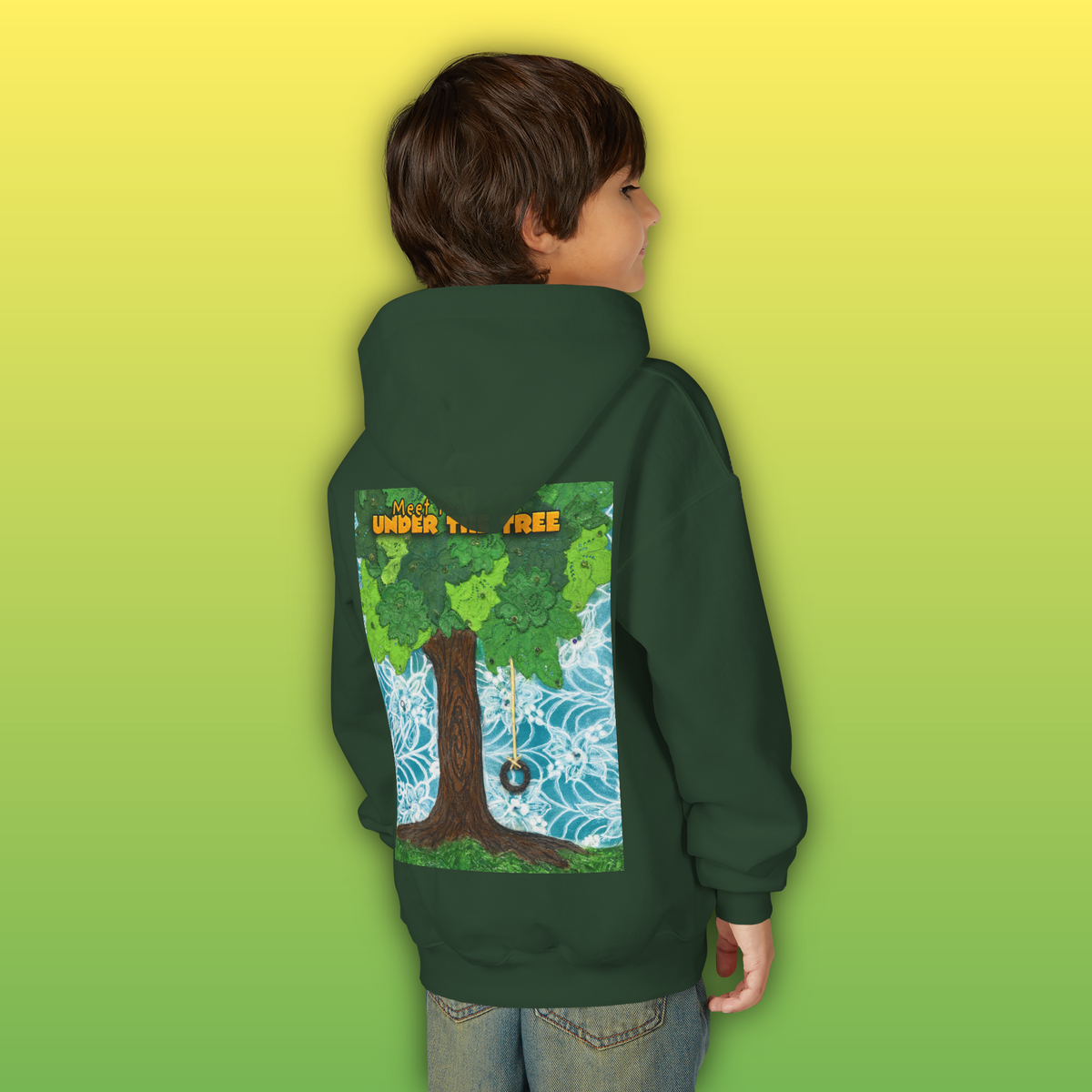 "Feet Front-Swing Back" Youth Hoodie —from illustrations in "Meet You Under the Tree"
