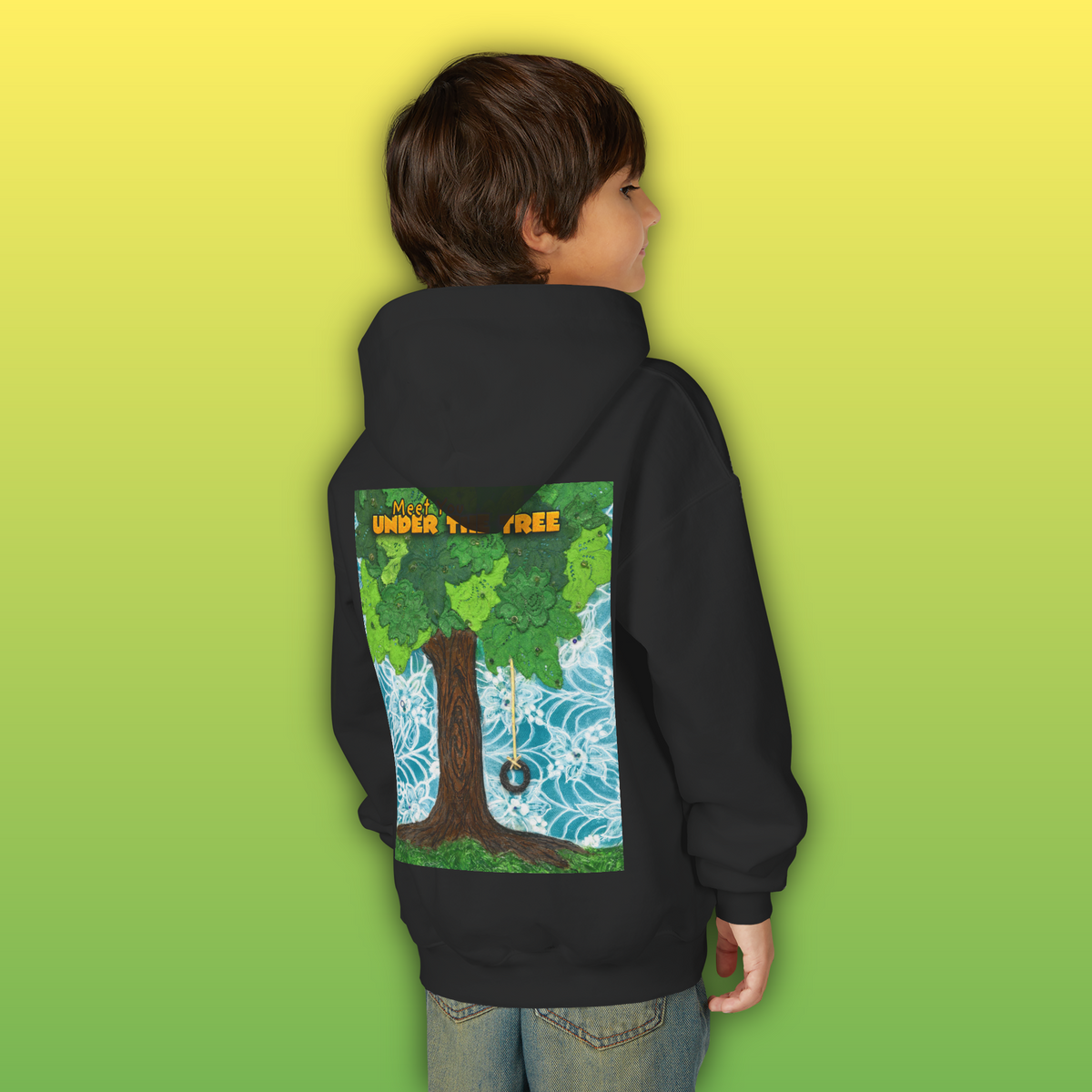 "Feet Front-Swing Back" Youth Hoodie —from illustrations in "Meet You Under the Tree"