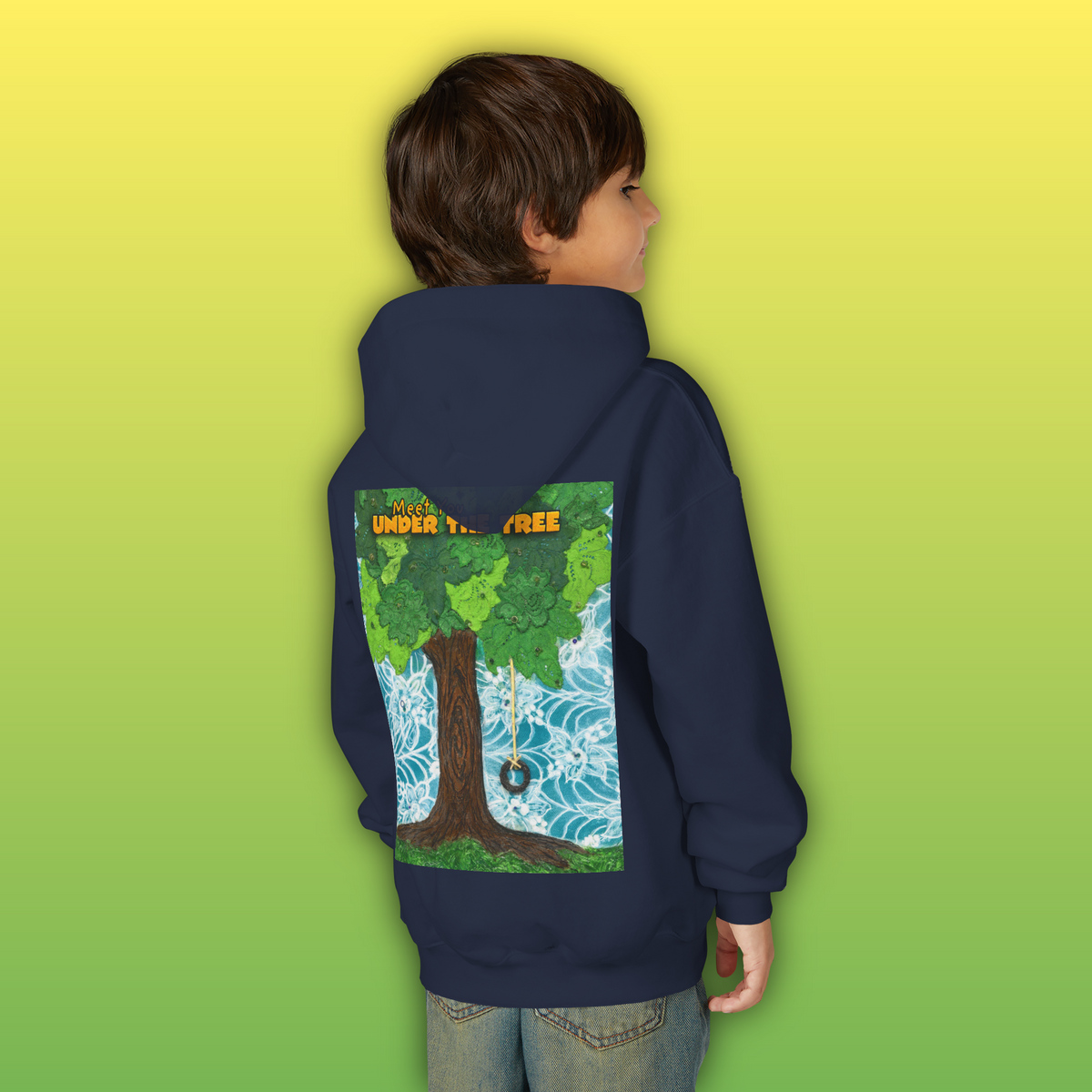 "Feet Front-Swing Back" Youth Hoodie —from illustrations in "Meet You Under the Tree"