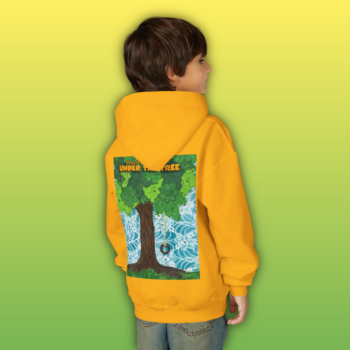 "Feet Front-Swing Back" Youth Hoodie —from illustrations in "Meet You Under the Tree"