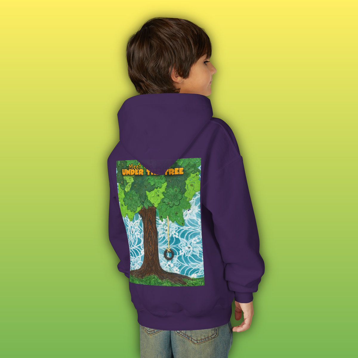 "Feet Front-Swing Back" Youth Hoodie —from illustrations in "Meet You Under the Tree"