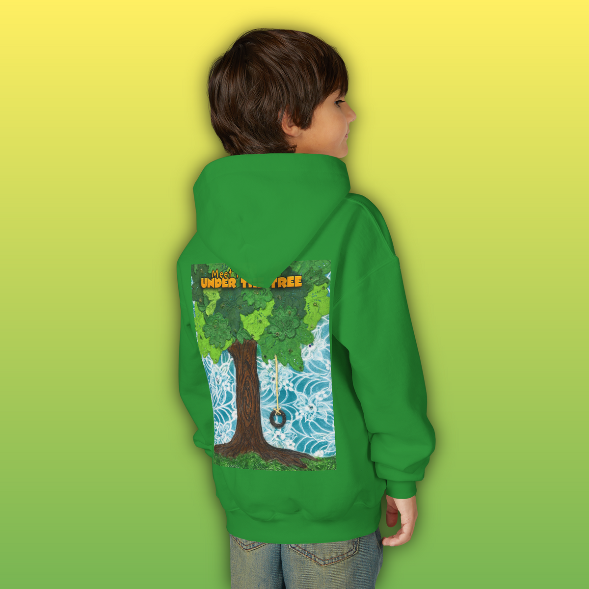 "Feet Front-Swing Back" Youth Hoodie —from illustrations in "Meet You Under the Tree"