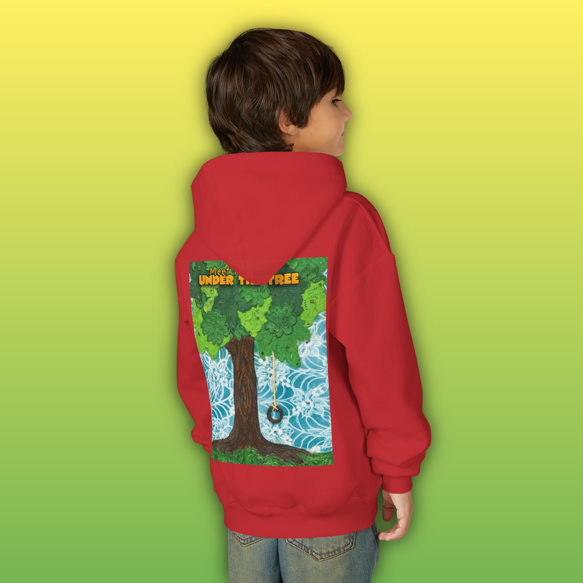 "Feet Front-Swing Back" Youth Hoodie —from illustrations in "Meet You Under the Tree"