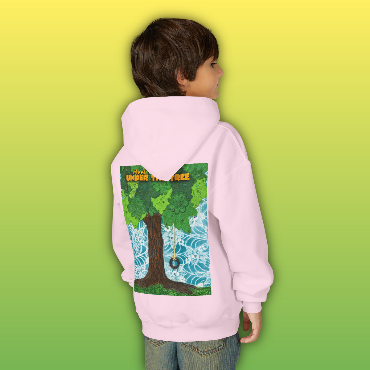 "Feet Front-Swing Back" Youth Hoodie —from illustrations in "Meet You Under the Tree"