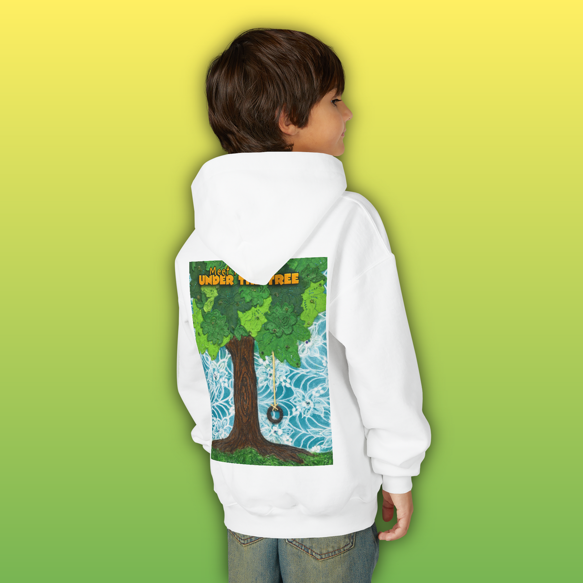 "Feet Front-Swing Back" Youth Hoodie —from illustrations in "Meet You Under the Tree"