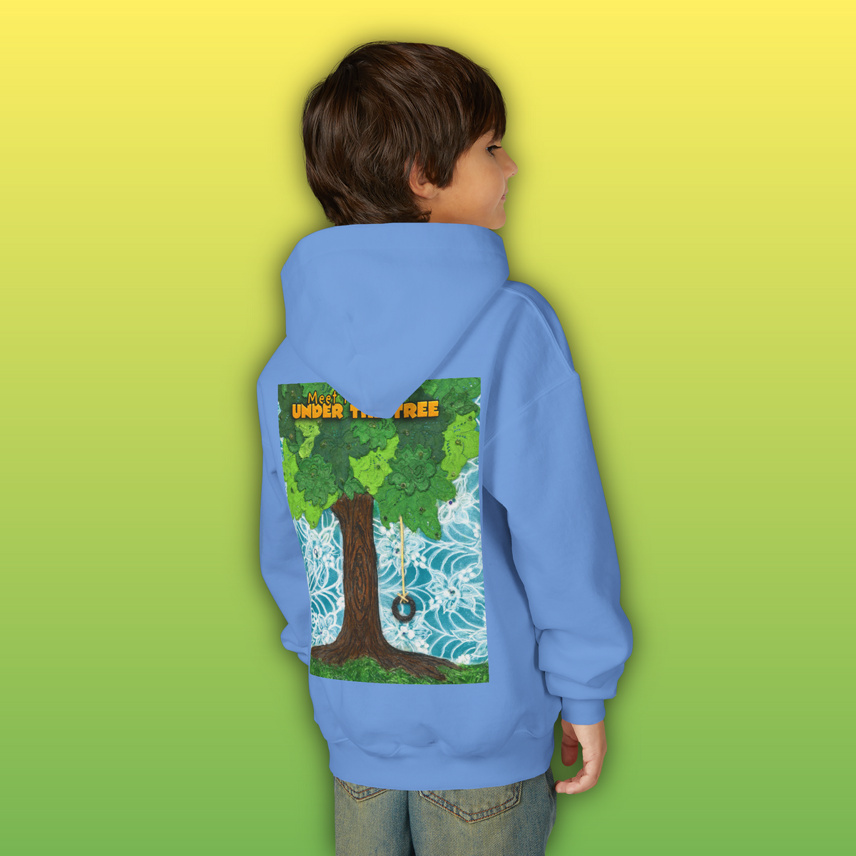 "Feet Front-Swing Back" Youth Hoodie —from illustrations in "Meet You Under the Tree"