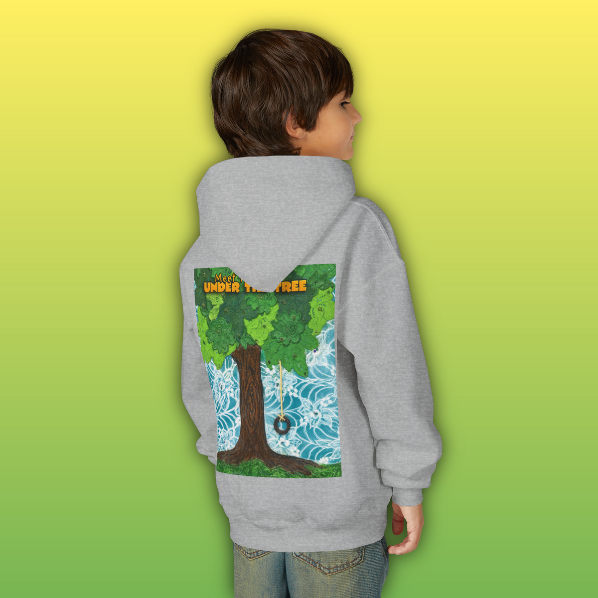"Feet Front-Swing Back" Youth Hoodie —from illustrations in "Meet You Under the Tree"