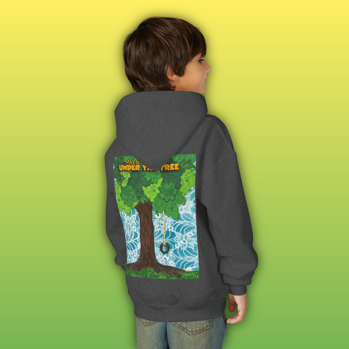 "Feet Front-Swing Back" Youth Hoodie —from illustrations in "Meet You Under the Tree"