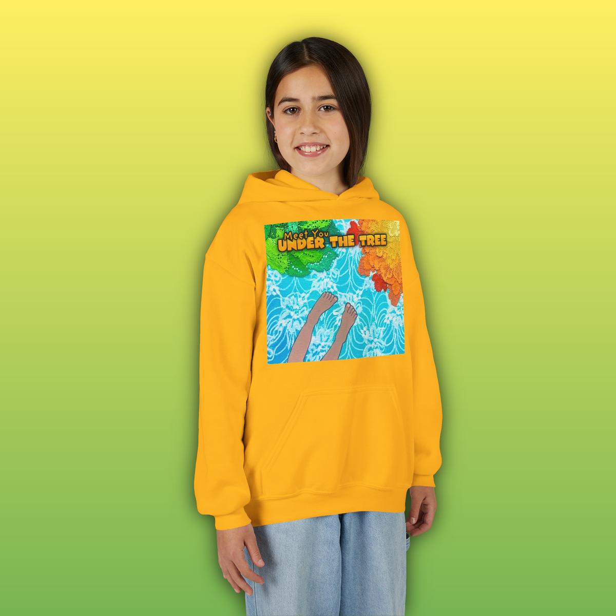 "Feet Front-Swing Back" Youth Hoodie —from illustrations in "Meet You Under the Tree"