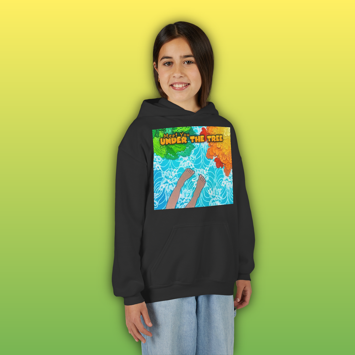 "Feet Front-Swing Back" Youth Hoodie —from illustrations in "Meet You Under the Tree"