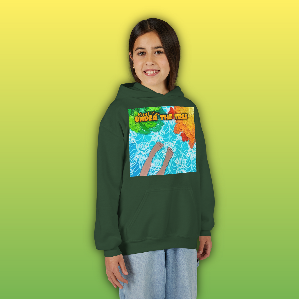 "Feet Front-Swing Back" Youth Hoodie —from illustrations in "Meet You Under the Tree"