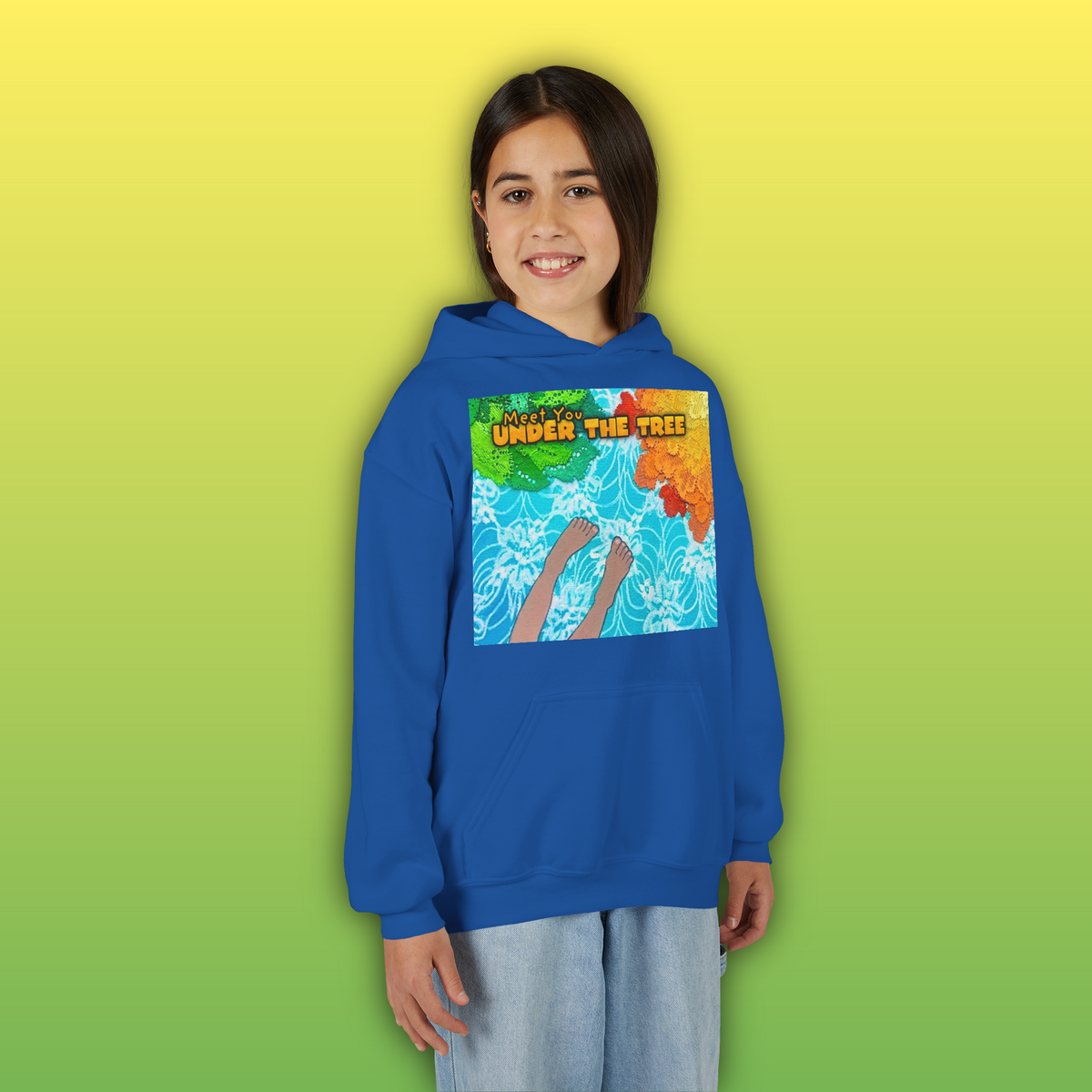 "Feet Front-Swing Back" Youth Hoodie —from illustrations in "Meet You Under the Tree"