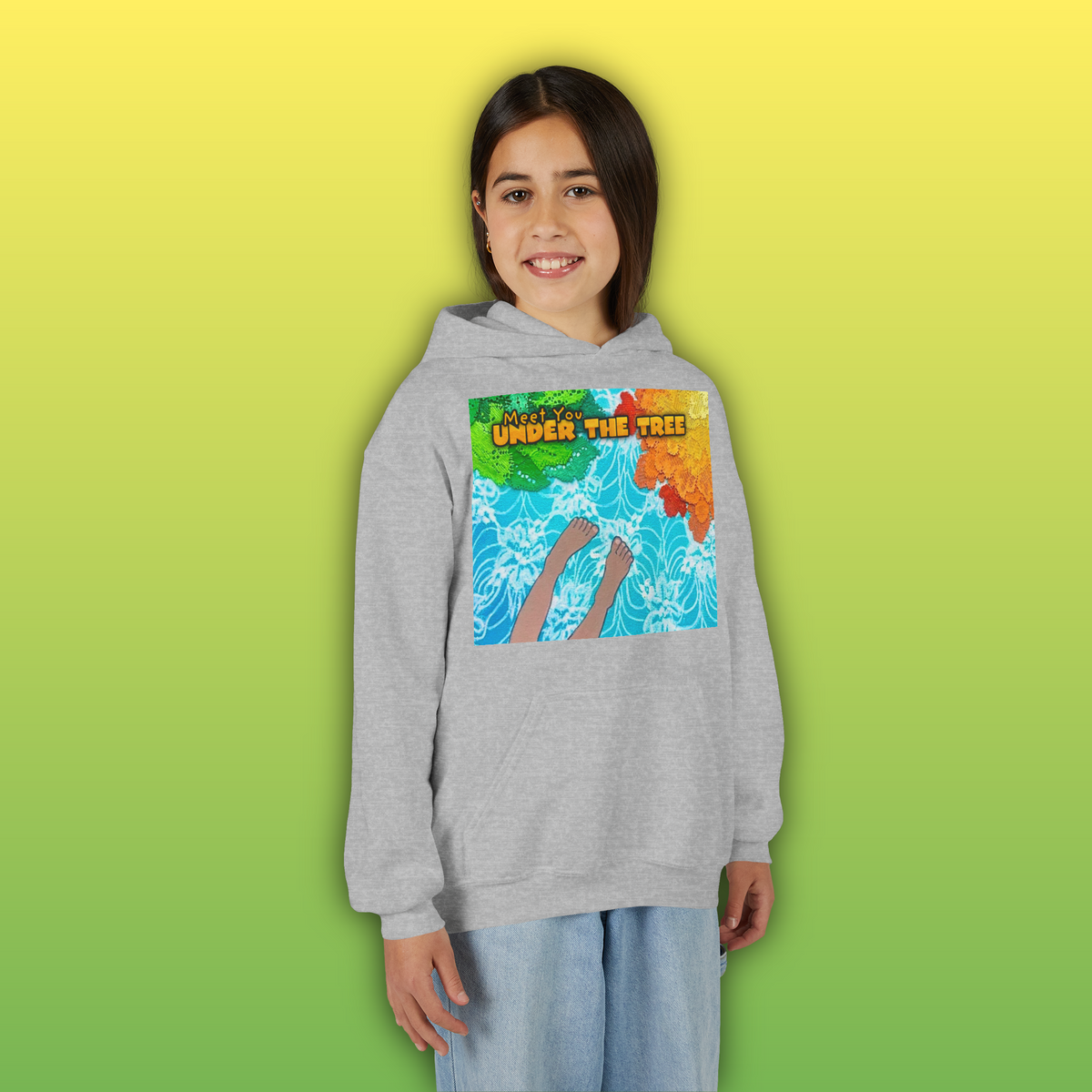"Feet Front-Swing Back" Youth Hoodie —from illustrations in "Meet You Under the Tree"