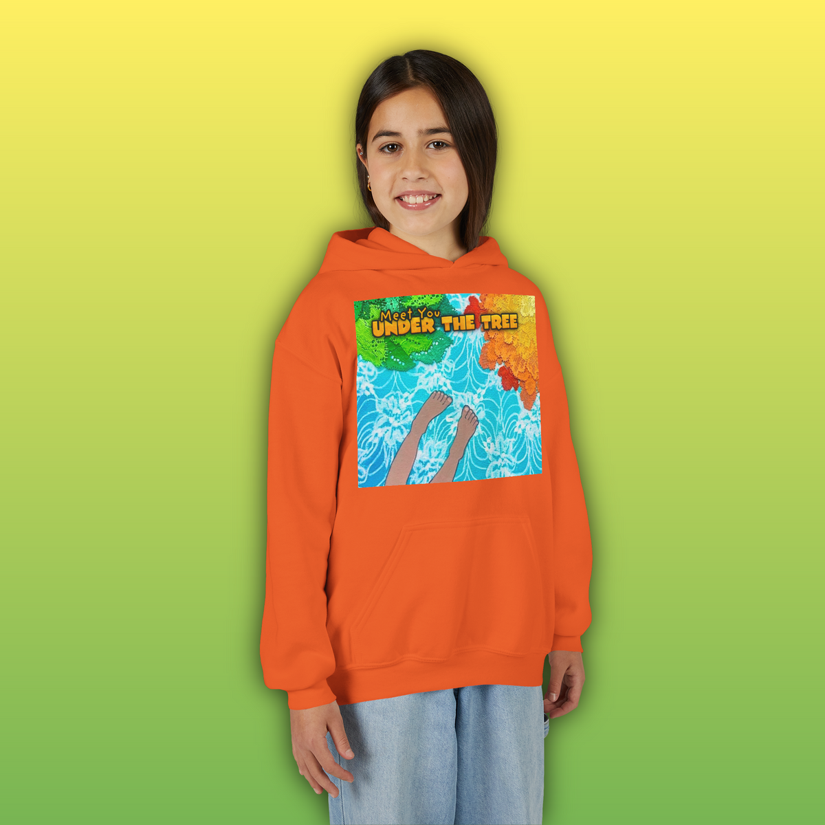 "Feet Front-Swing Back" Youth Hoodie —from illustrations in "Meet You Under the Tree"