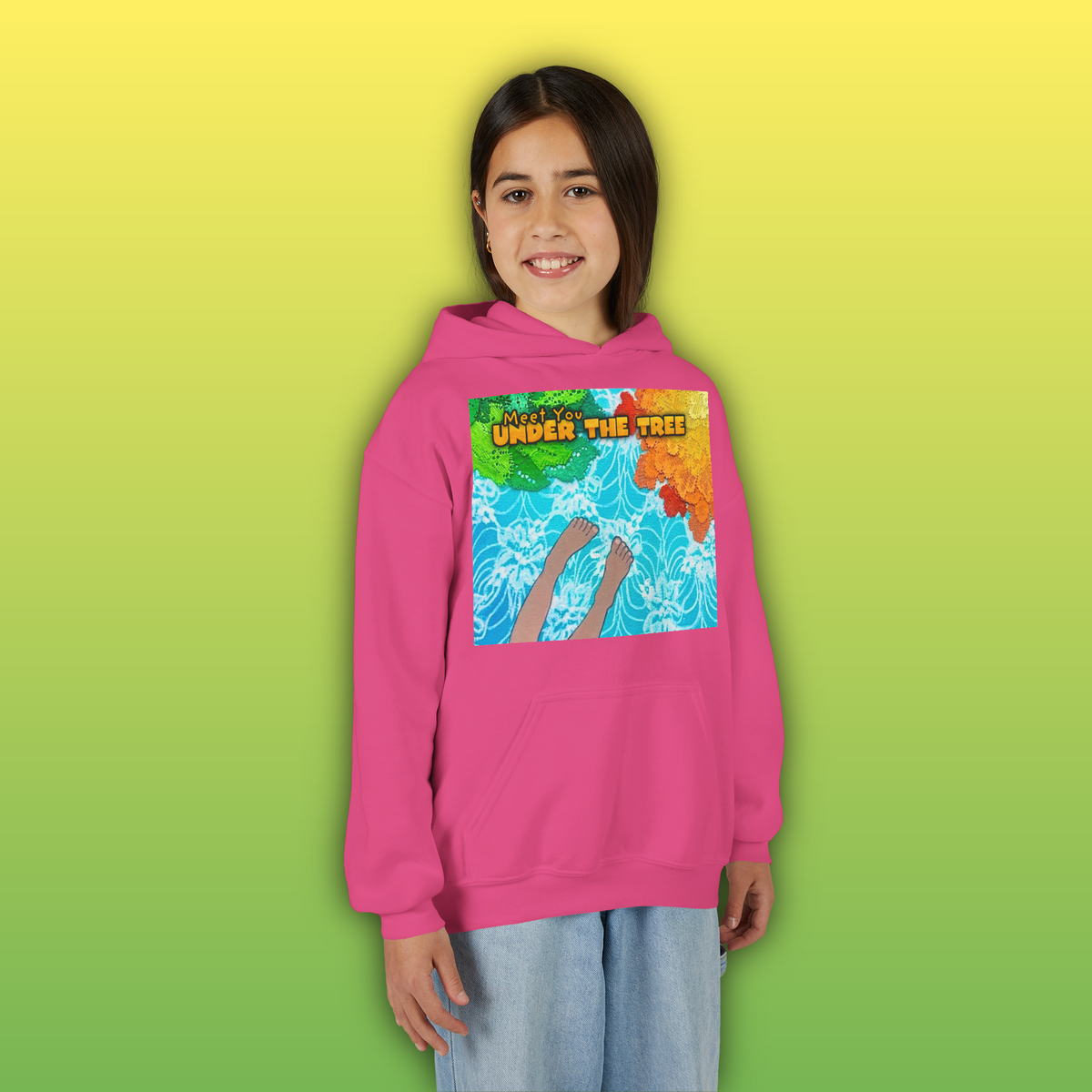 "Feet Front-Swing Back" Youth Hoodie —from illustrations in "Meet You Under the Tree"