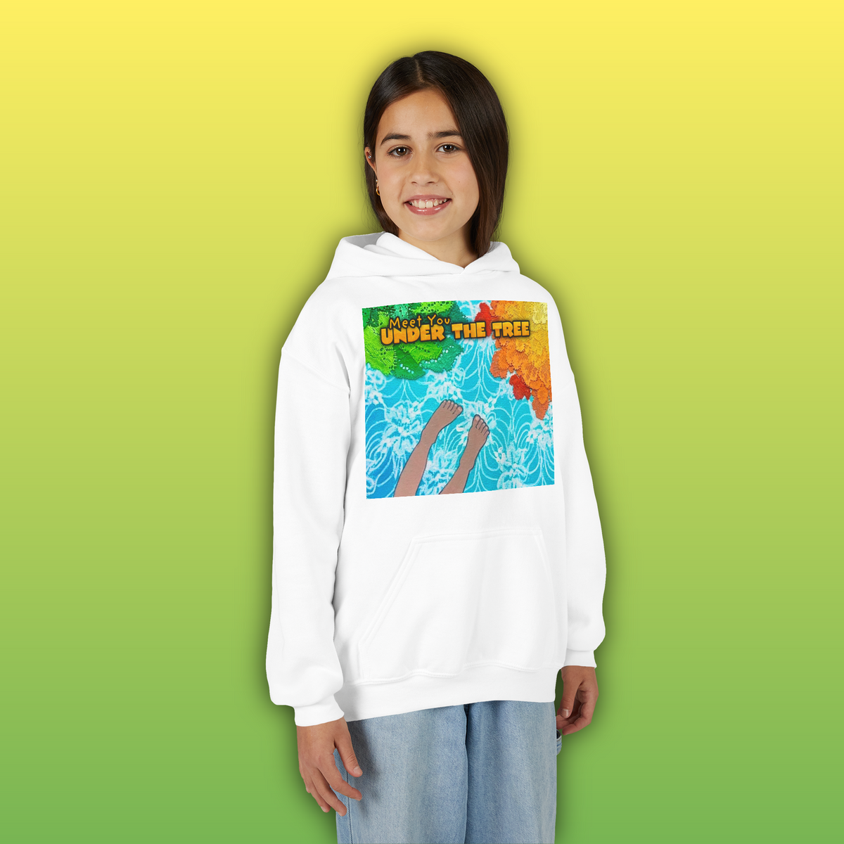 "Feet Front-Swing Back" Youth Hoodie —from illustrations in "Meet You Under the Tree"