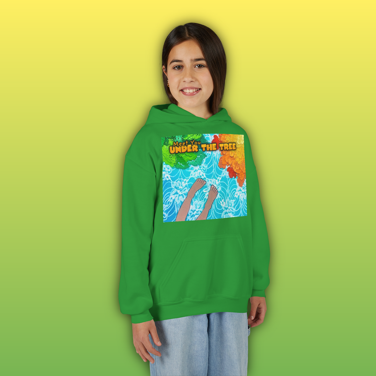"Feet Front-Swing Back" Youth Hoodie —from illustrations in "Meet You Under the Tree"