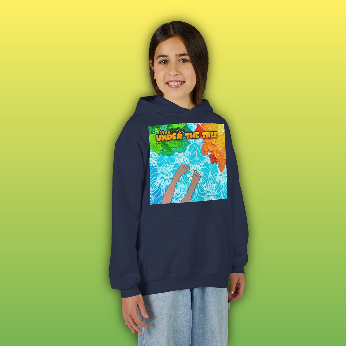 "Feet Front-Swing Back" Youth Hoodie —from illustrations in "Meet You Under the Tree"