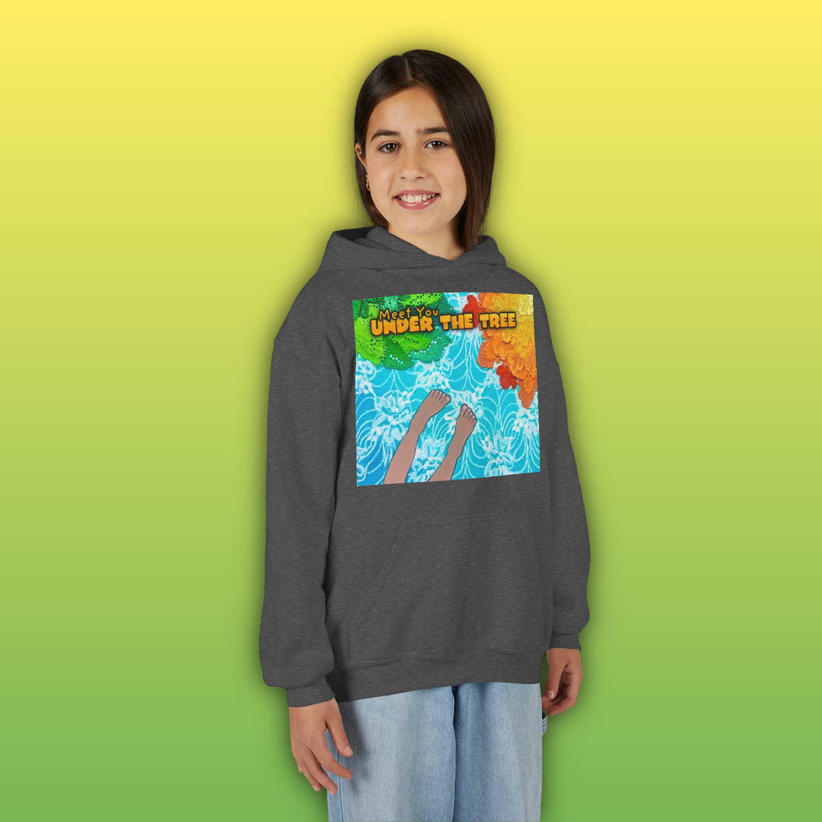 "Feet Front-Swing Back" Youth Hoodie —from illustrations in "Meet You Under the Tree"