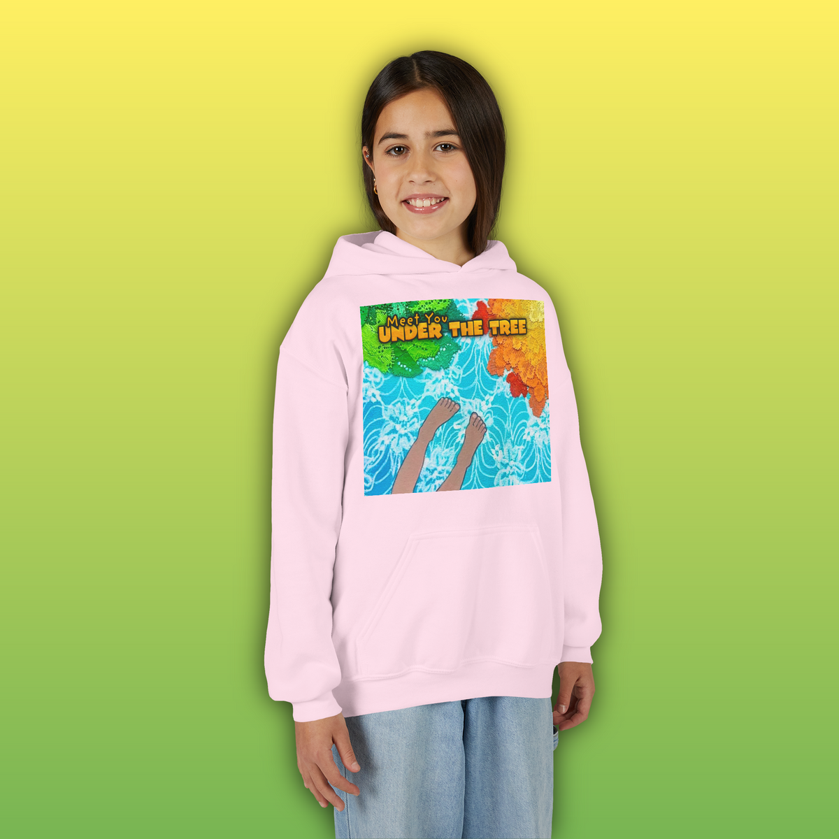 "Feet Front-Swing Back" Youth Hoodie —from illustrations in "Meet You Under the Tree"