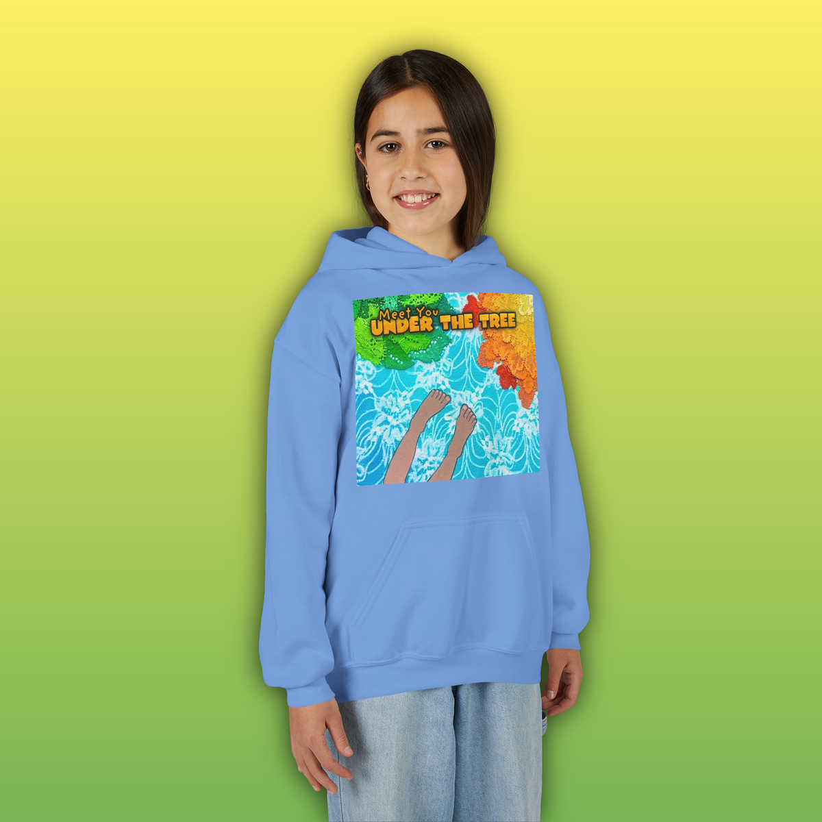 "Feet Front-Swing Back" Youth Hoodie —from illustrations in "Meet You Under the Tree"