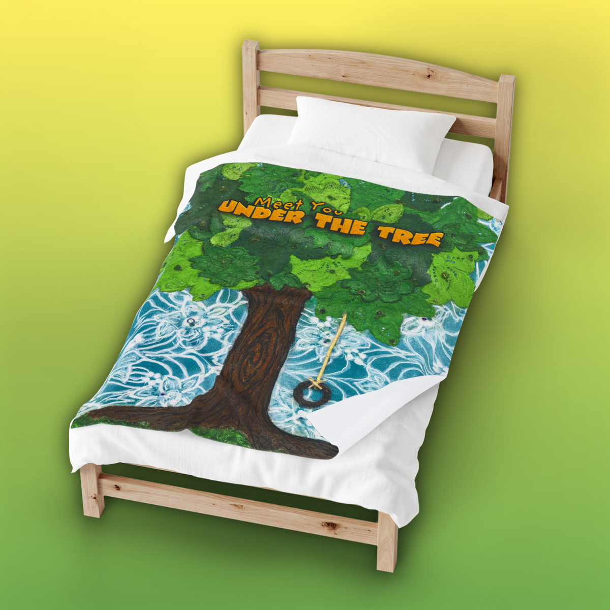 "Tire Swingin'" Velveteen Plush Blanket — iconic swing from "Meet You Under the Tree"
