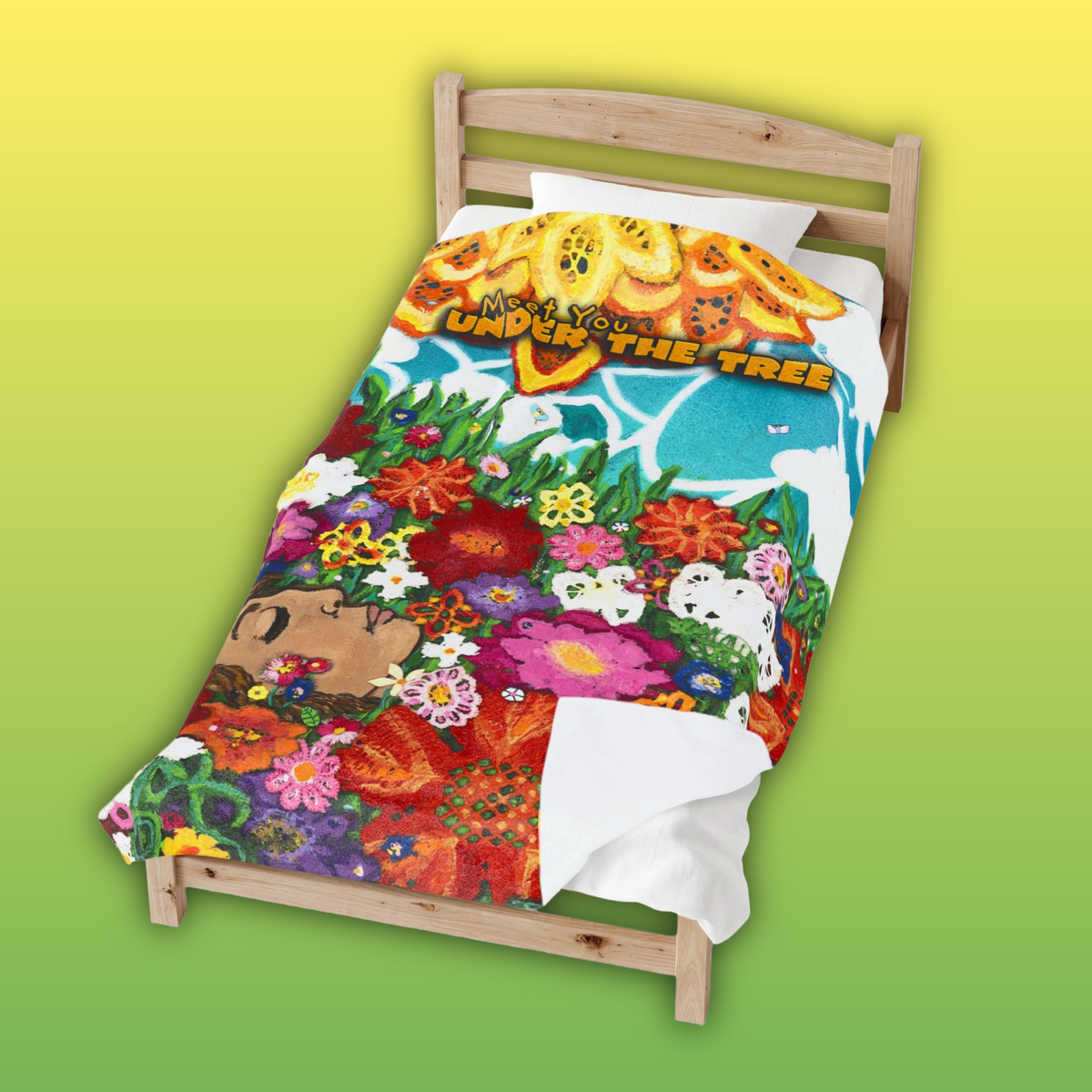 "Sea of Flowers" Velveteen Plush Blanket — from "Meet You Under the Tree"