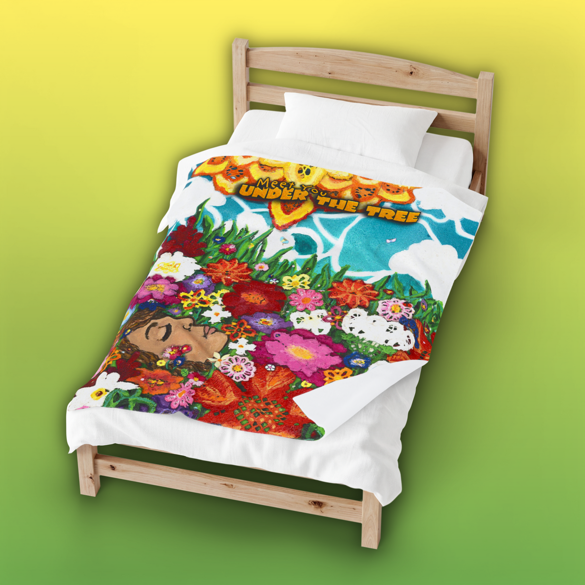 "Sea of Flowers" Velveteen Plush Blanket — from "Meet You Under the Tree"