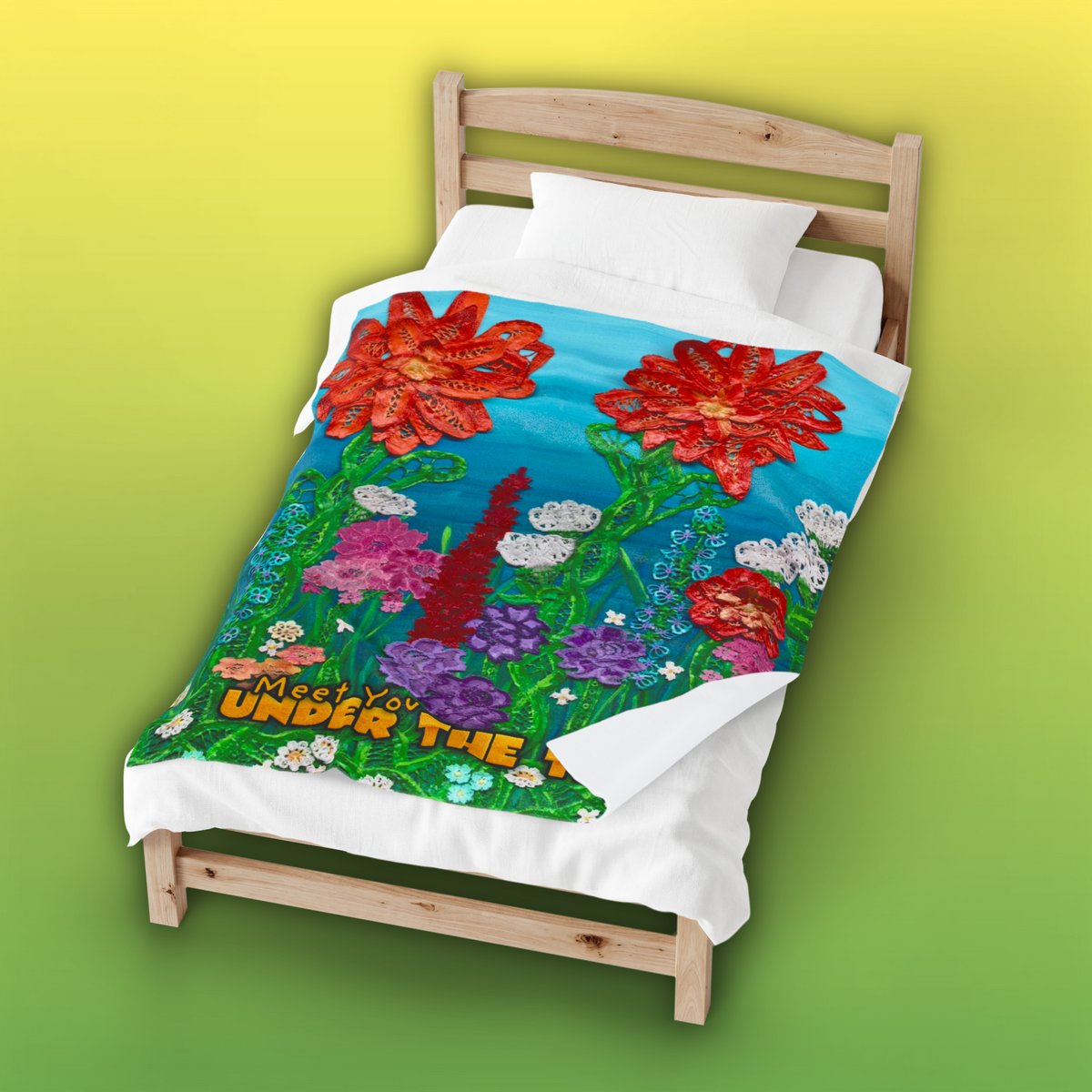 "Field of Flowers" Velveteen Plush Blanket — from "Meet You Under the Tree"